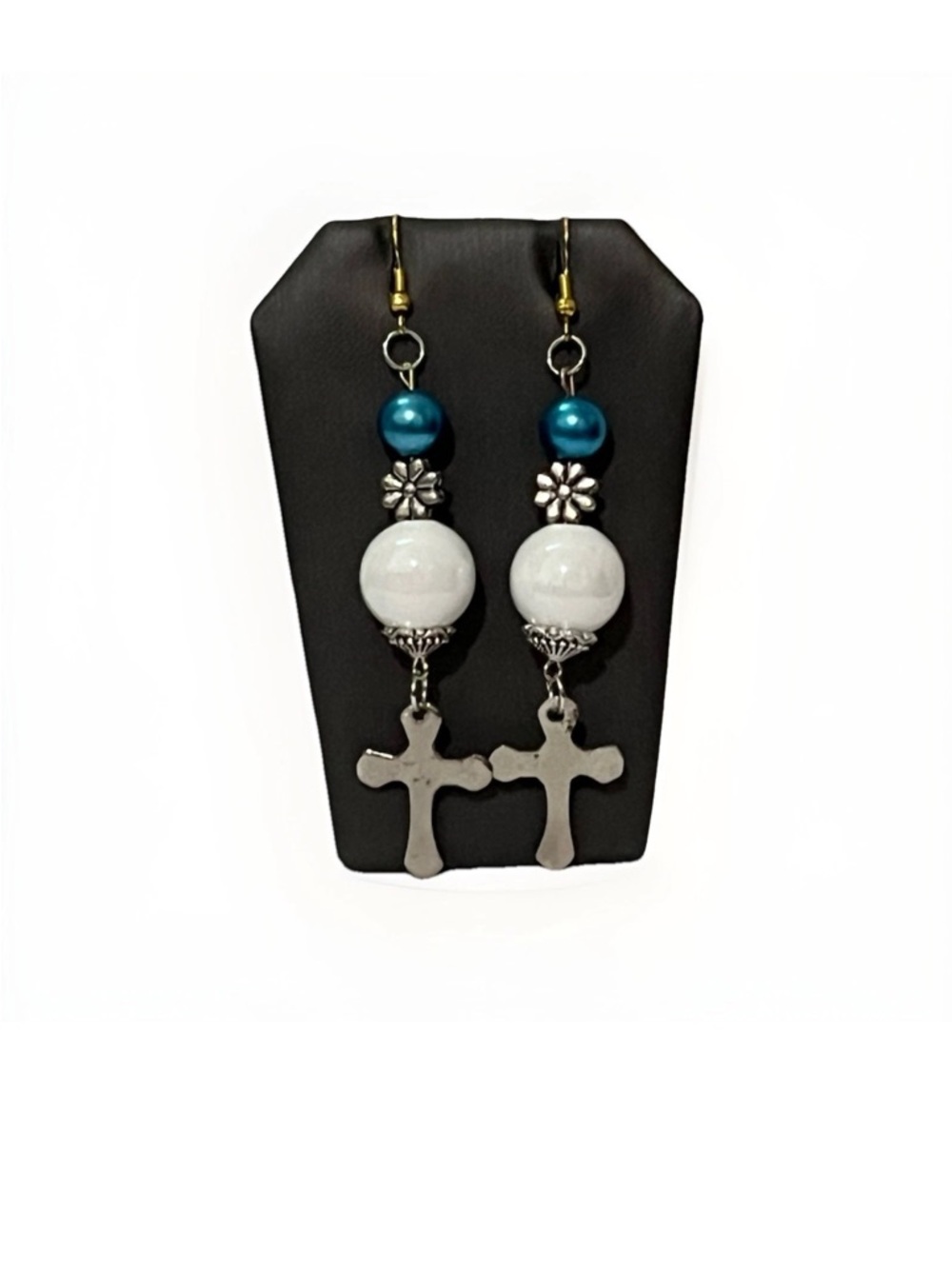 Religious Cross Dangle Earrings, Statement Jewelry, Bohemian Style, Gift Idea